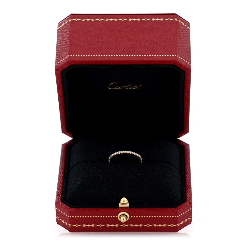 18K Pink Gold Diamond 1.5mm Etincelle de Cartier Wedding Band Ring 50 5.25