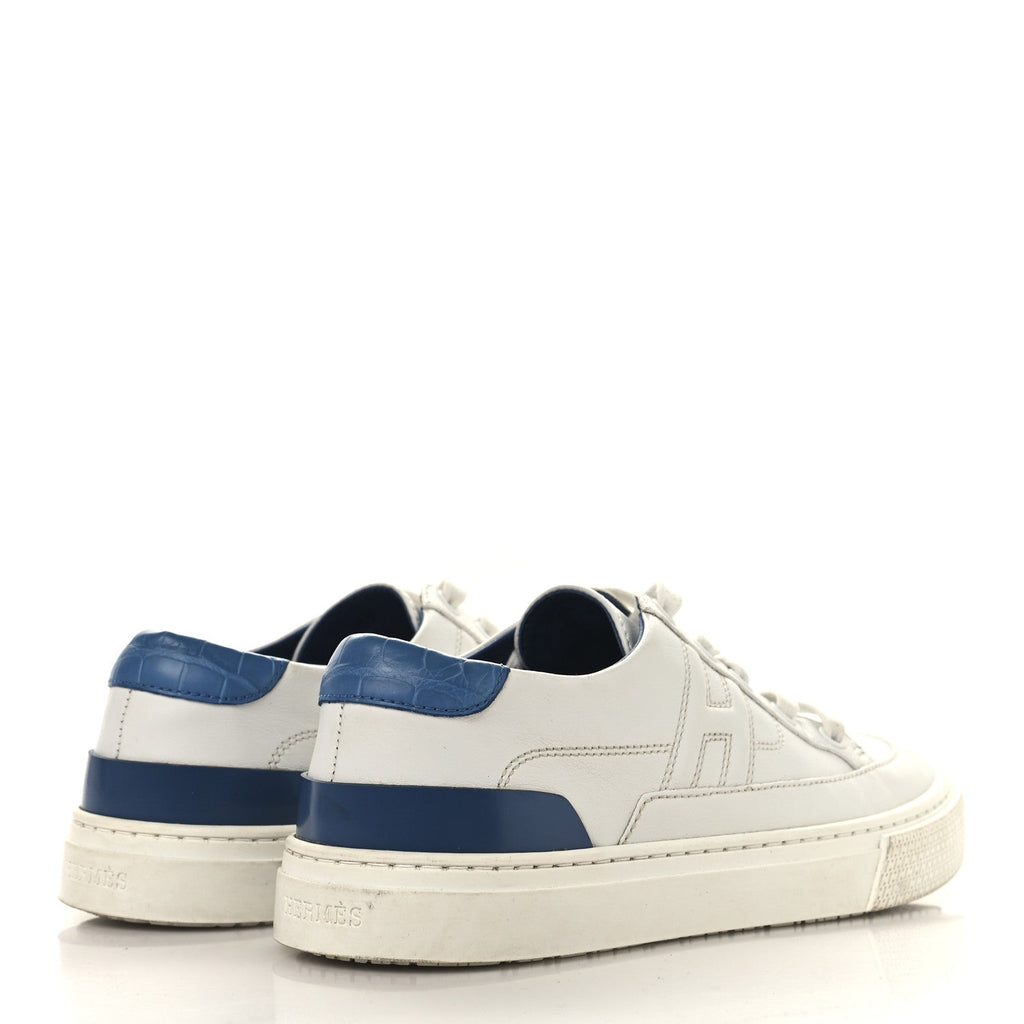 Matte Niloticus Crocodile Calfskin Deep Sneakers 37 White Bleu Bleuet