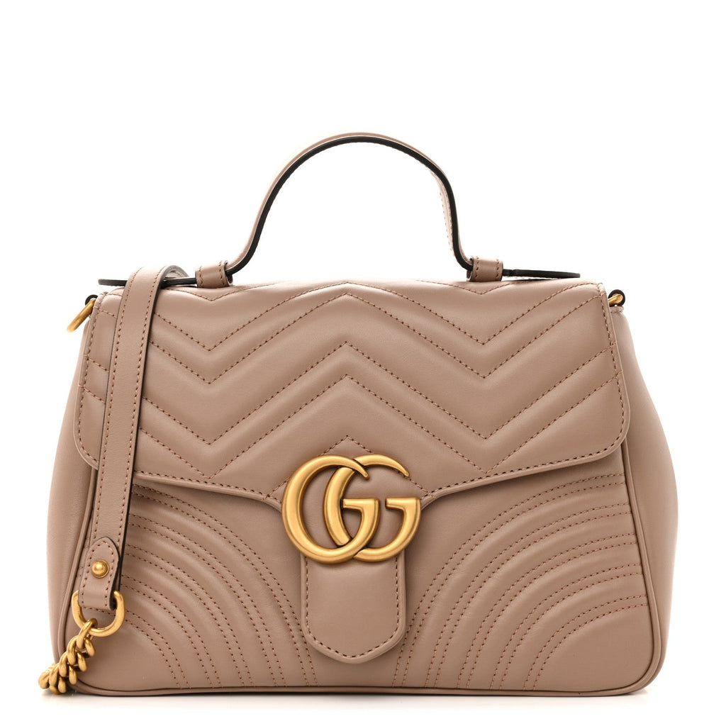 Calfskin Matelasse Small GG Marmont Top Handle Shoulder Bag Porcelain Rose