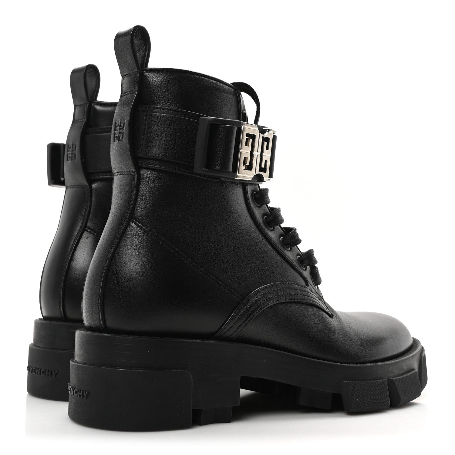 Calfskin Combat Boots 35 Black