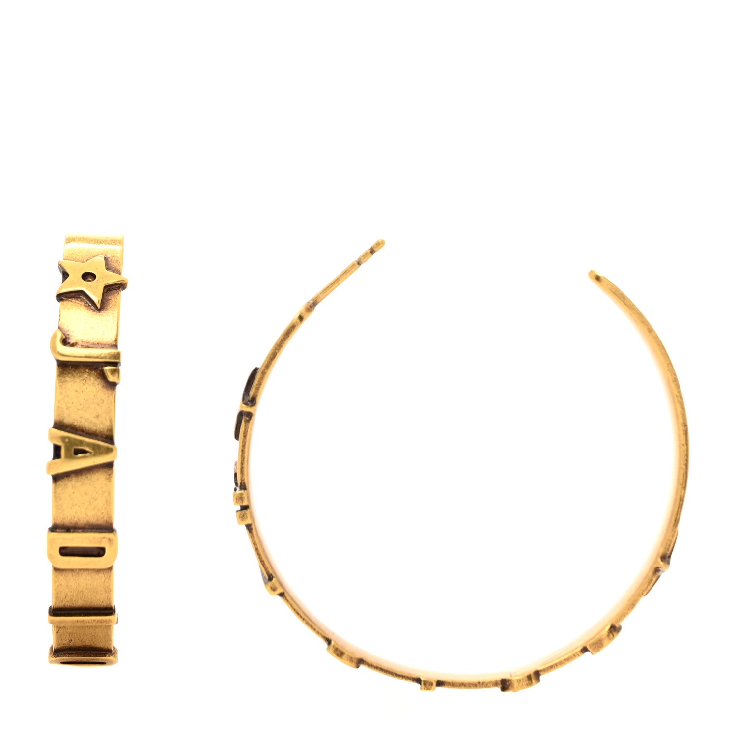 Metal J'Adior Star Hoop Earrings Aged Gold
