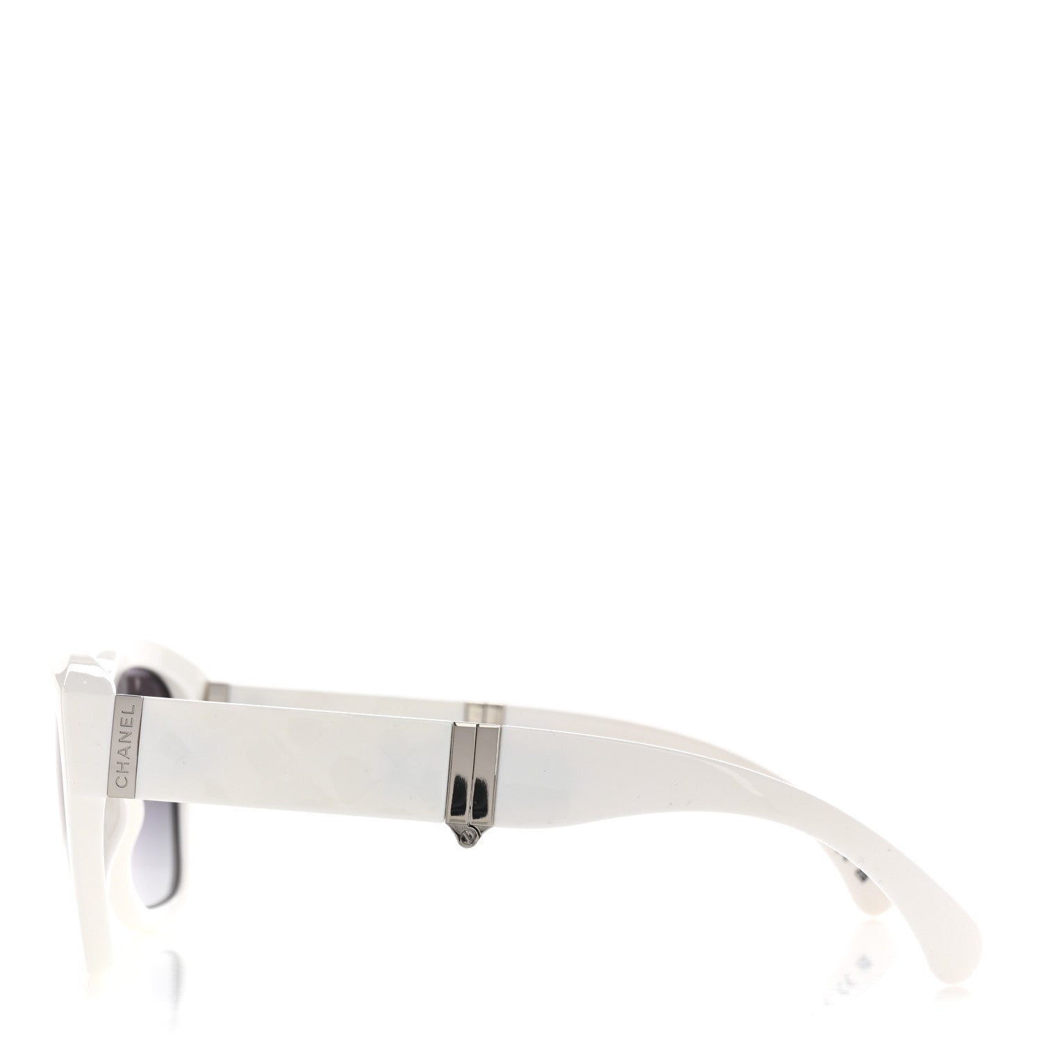 Acetate Metal Crystal Square Folding Sunglasses 6055-B White