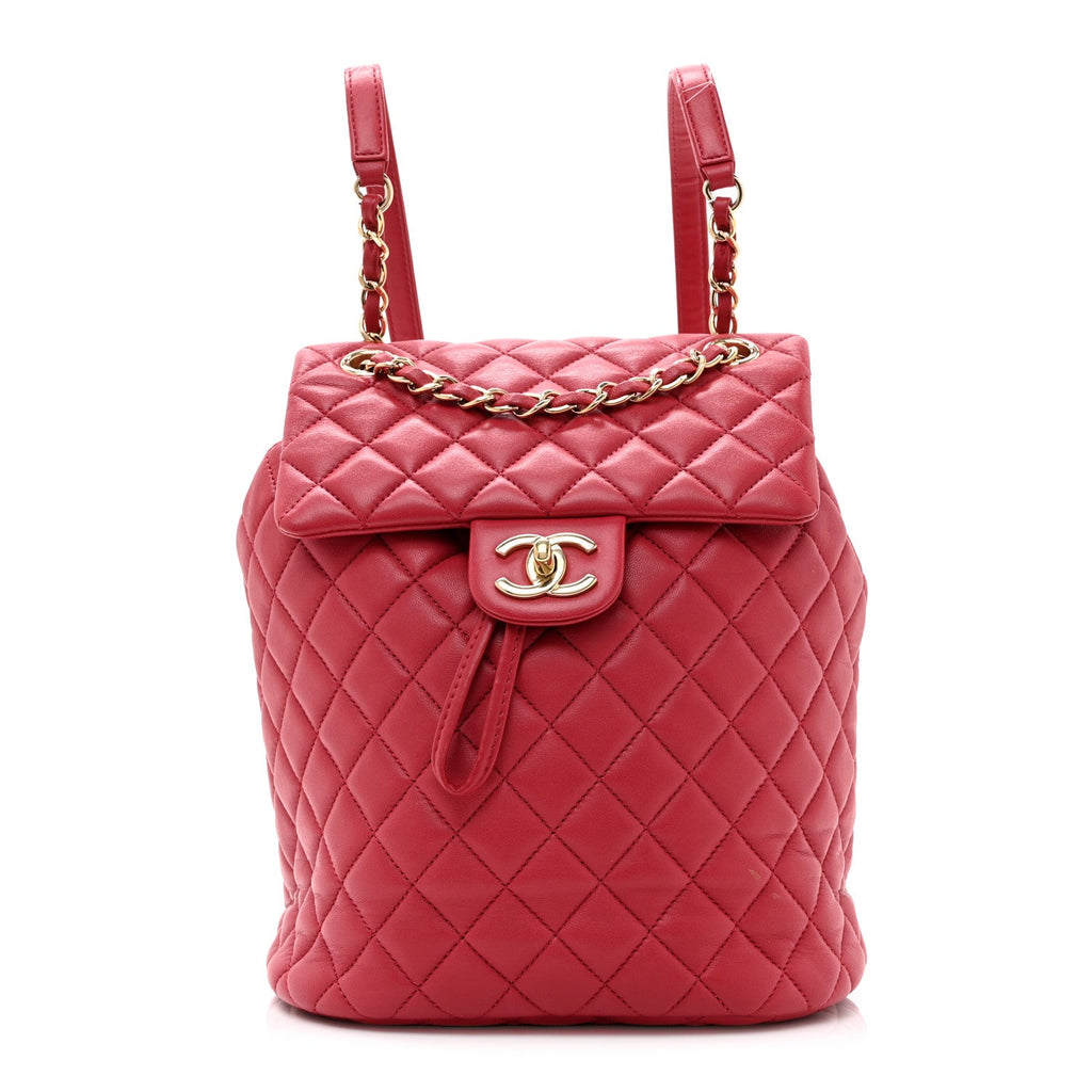 Lambskin Quilted Small Urban Spirit Backpack Dark Pink