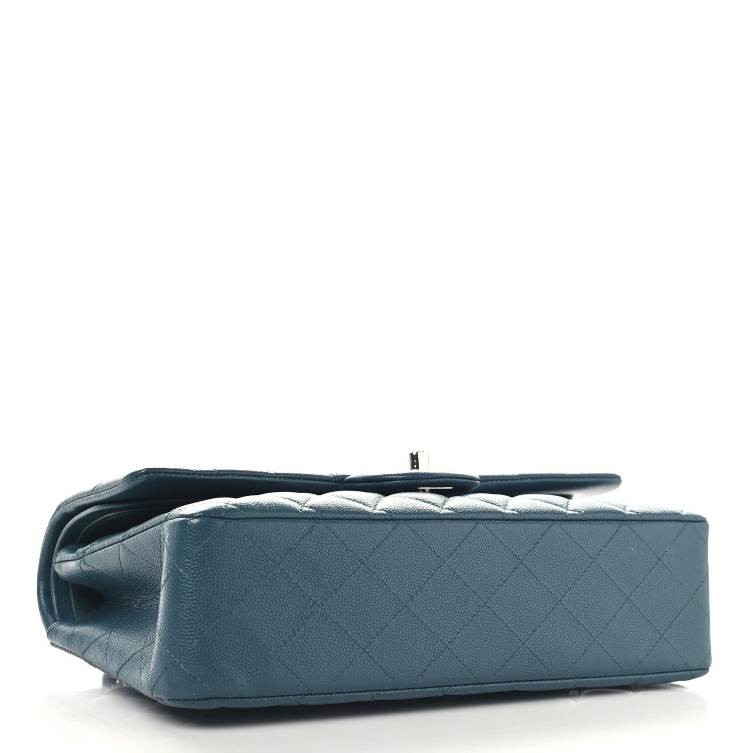 Caviar Quilted Medium Double Flap Dark Green