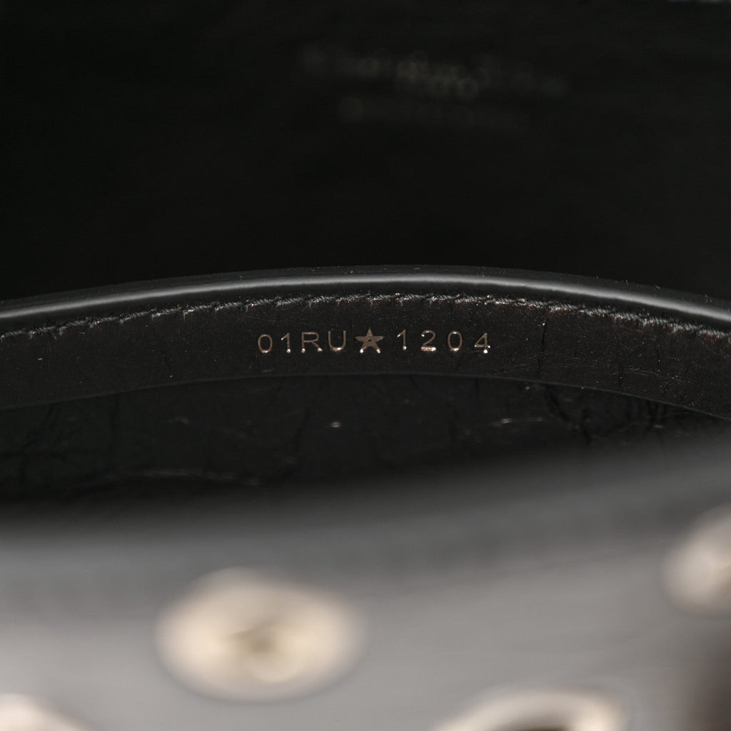 Crinkled Calfskin Studded Pearls Medium Lady Dior Black