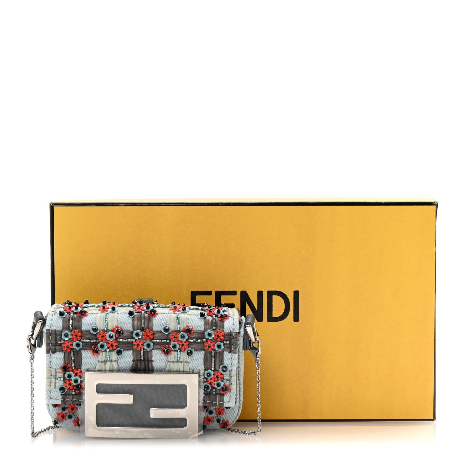 Canvas Beaded Nano Baguette Charm Blue Multicolor