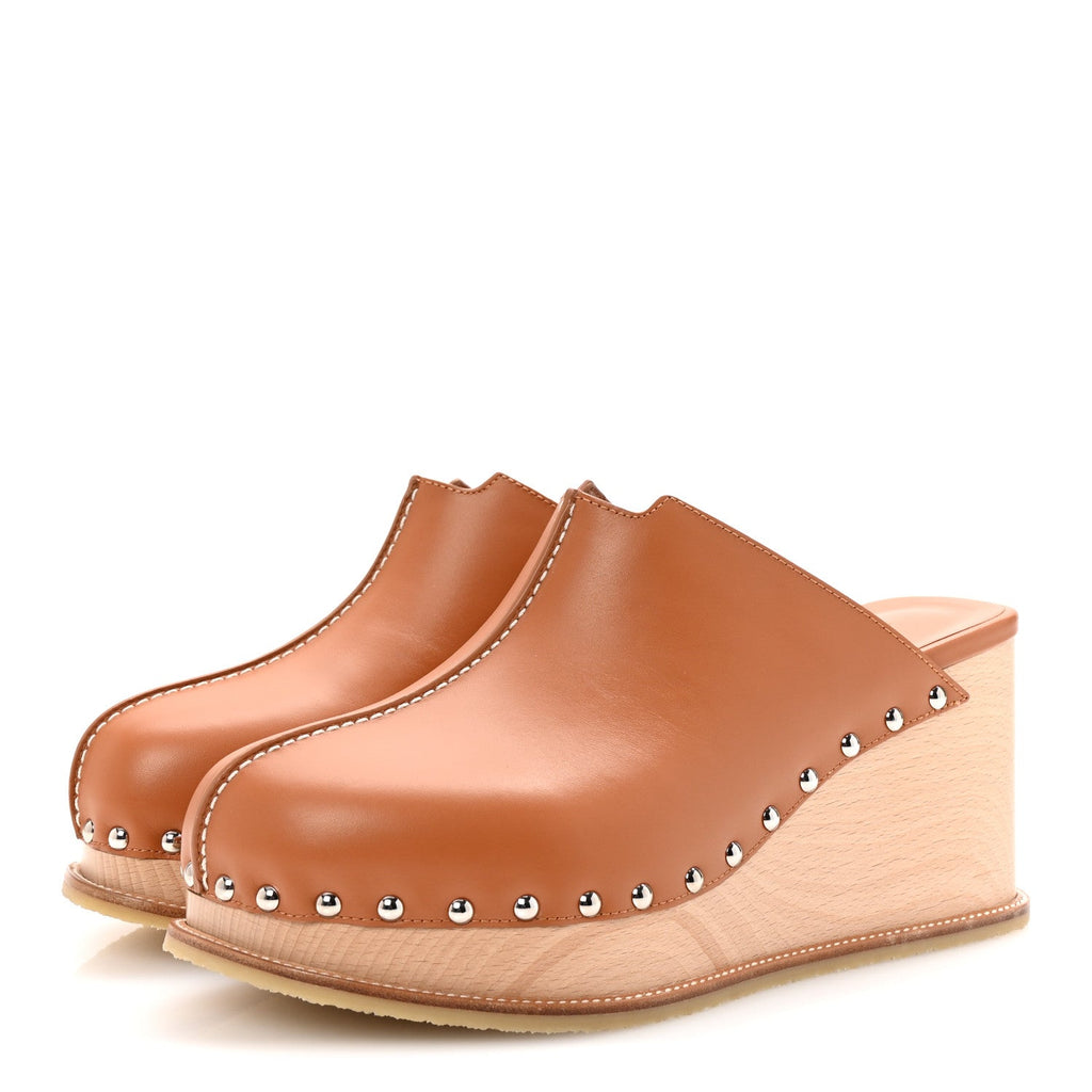 Calfskin Beechwood Earth Mules 39 Marron Glaise