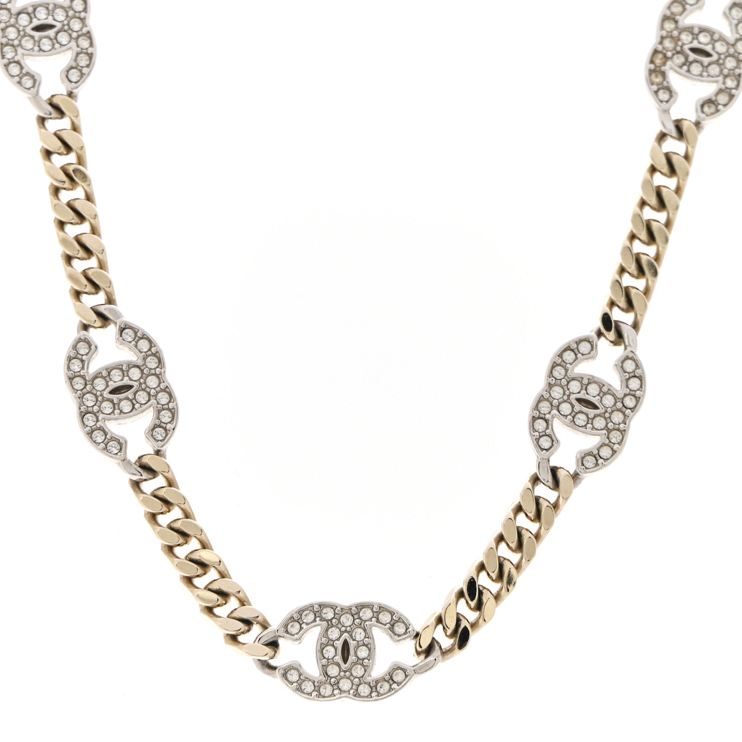 Crystal Chain CC Link Choker Gold Silver