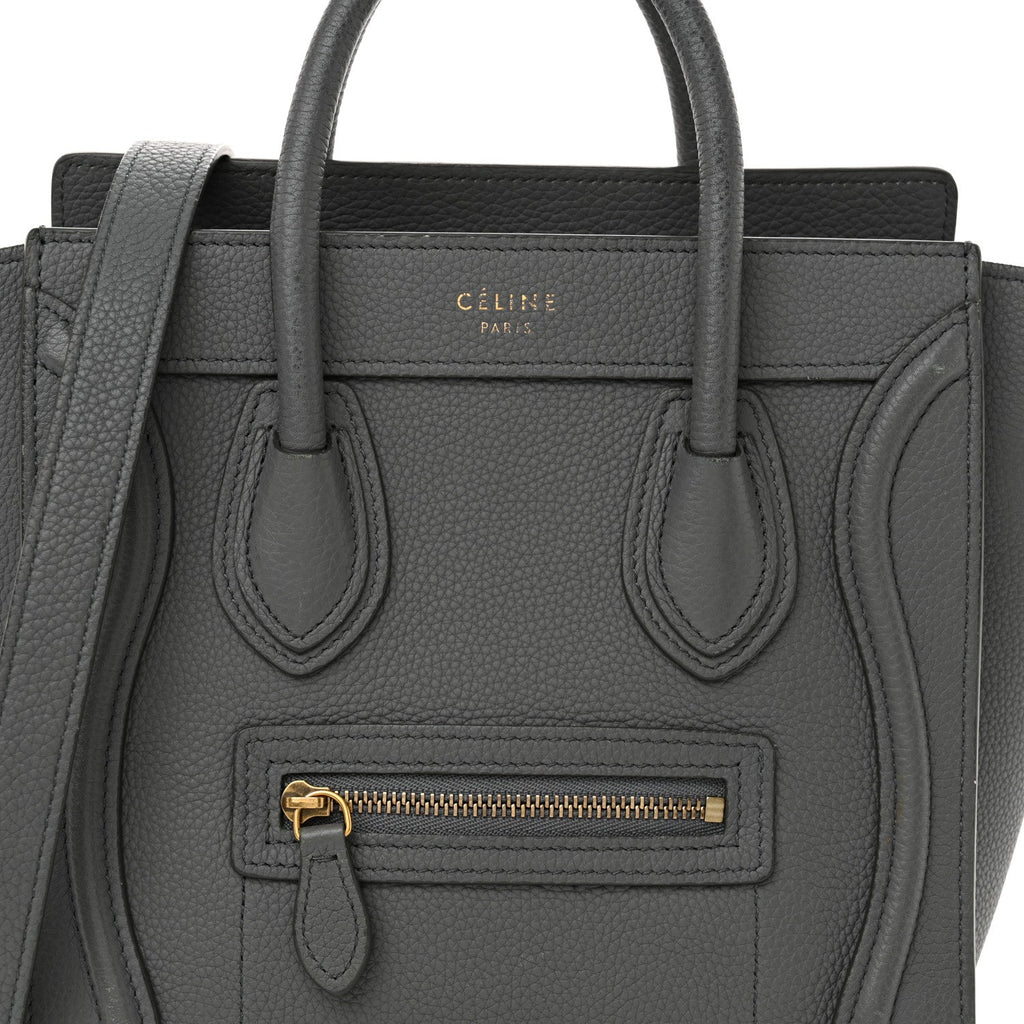 Drummed Calfskin Nano Luggage Kohl