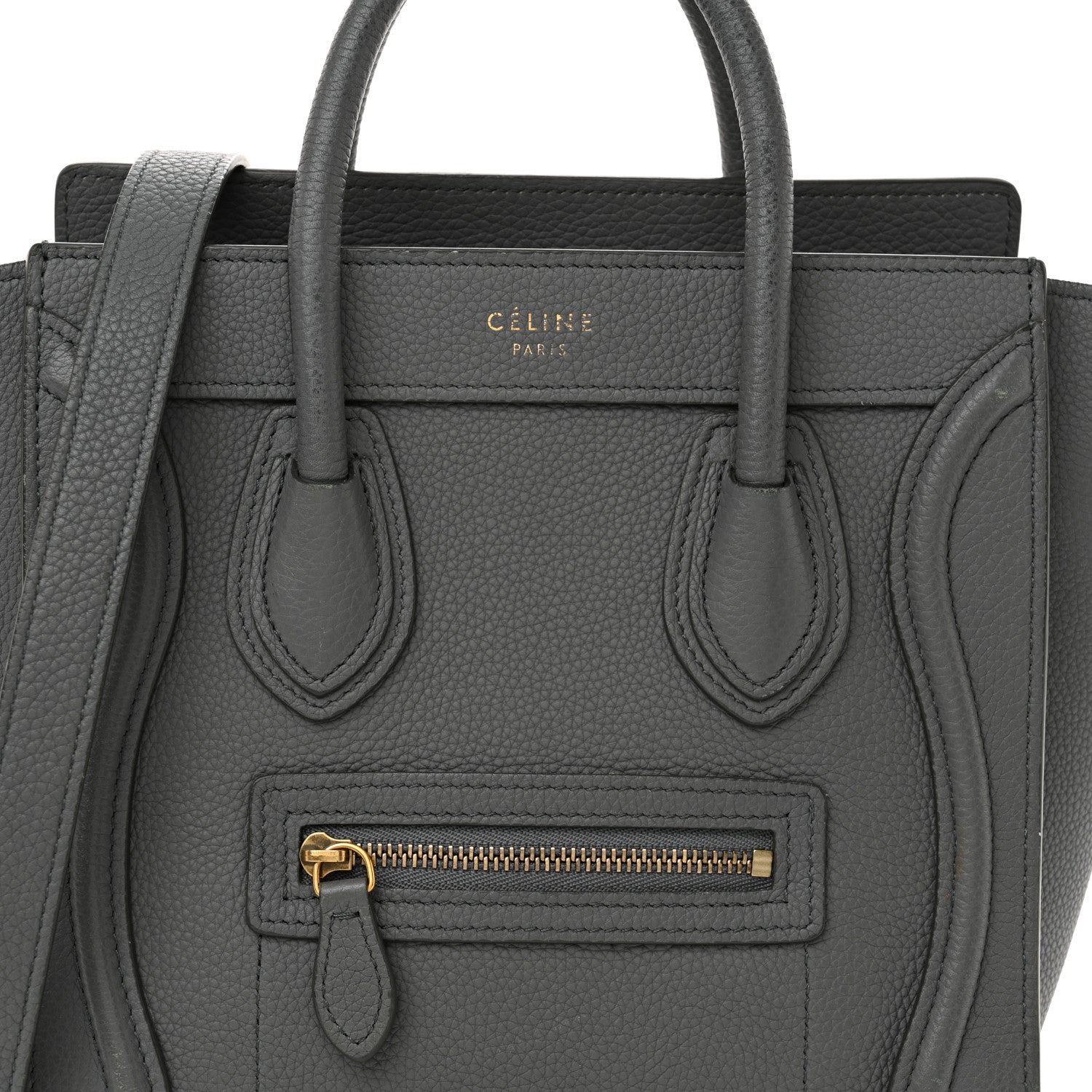 Drummed Calfskin Nano Luggage Kohl