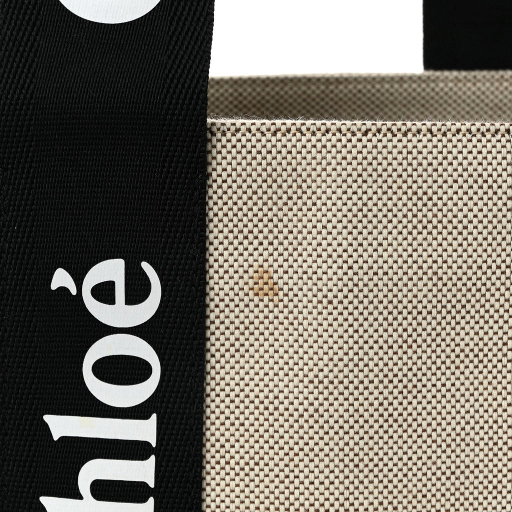 Cotton Calfskin Medium Woody Ribbon Tote Black Blue