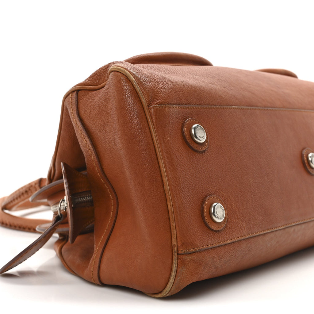 Calfskin My Dior Frame Double Pocket Satchel Brown