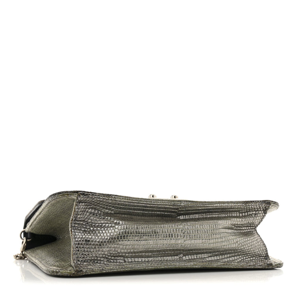 Metallic Lizard Miss Dior Promenade Pouch Gunmetal
