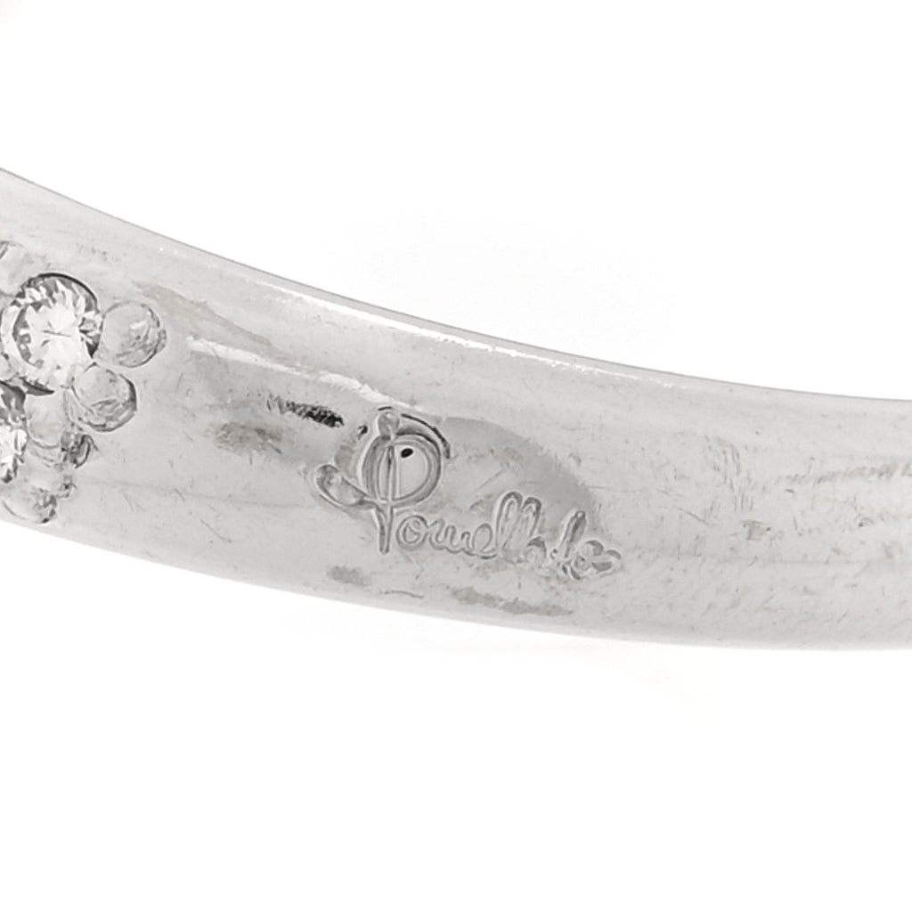 18K White Gold Diamond Turquoise Capri Ring 52 6