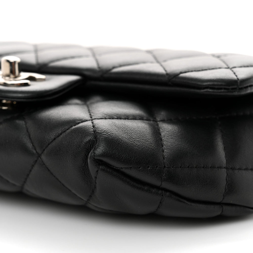 Calfskin Quilted CC Uniform Flap Belt Bag Black