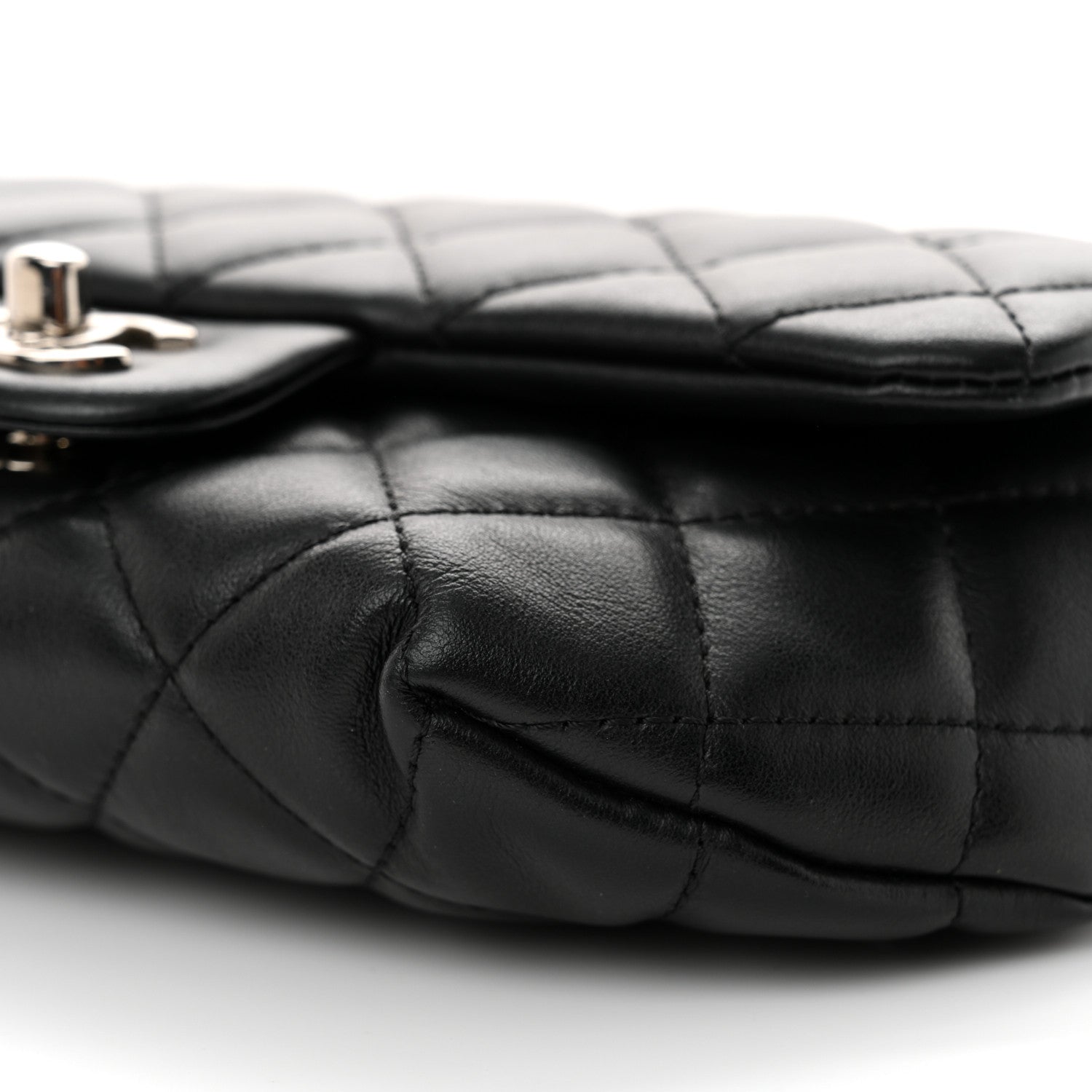 Calfskin Quilted CC Uniform Flap Belt Bag Black