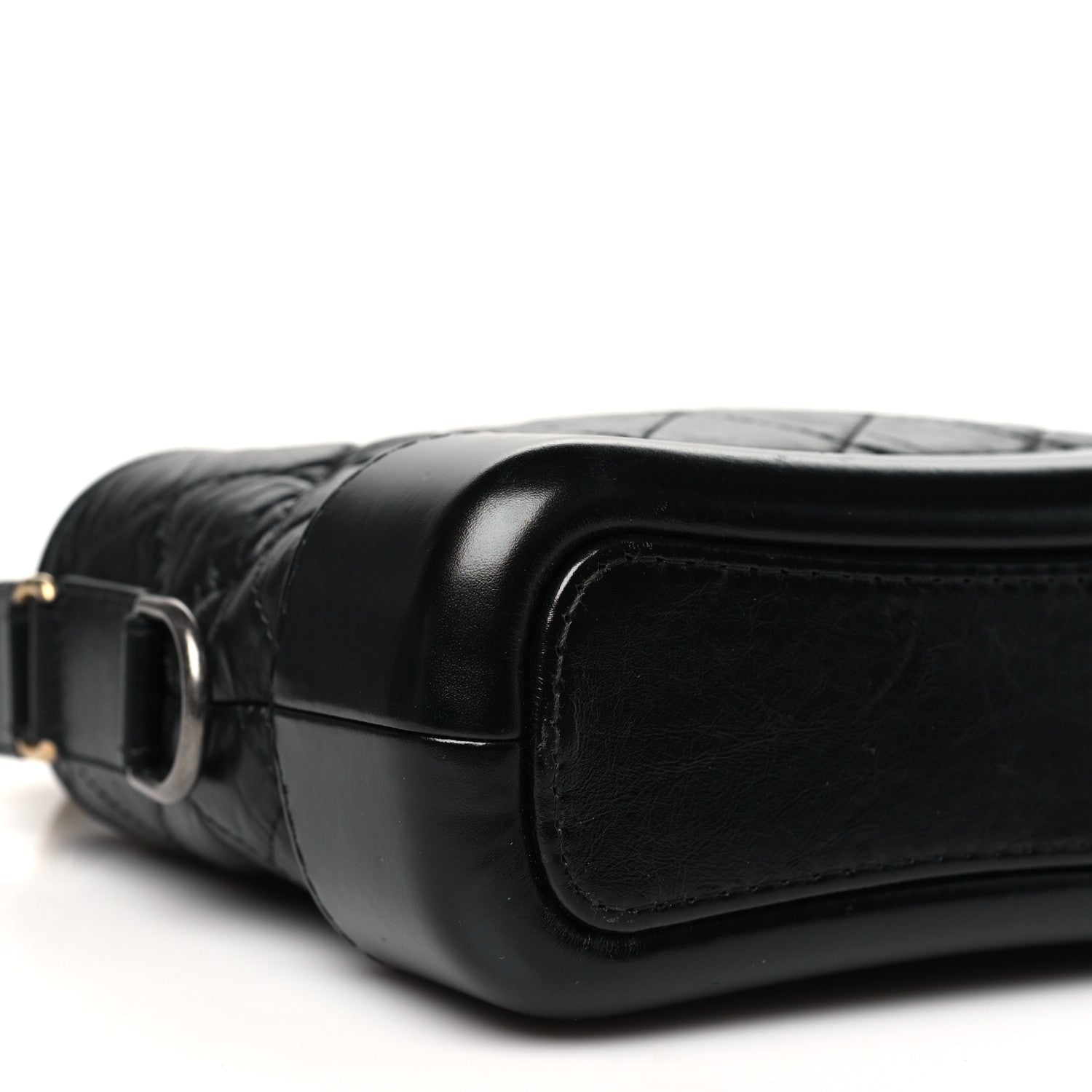 Aged Calfskin Quilted Small Gabrielle Logo Hobo Black