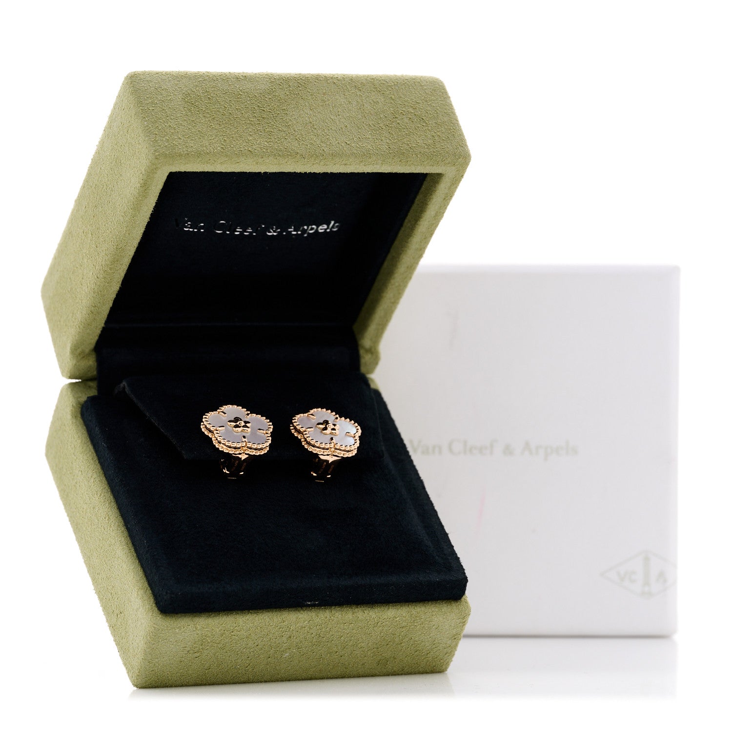 18K Rose Gold Mother of Pearl Lucky Springs Plum Blossom Earrings