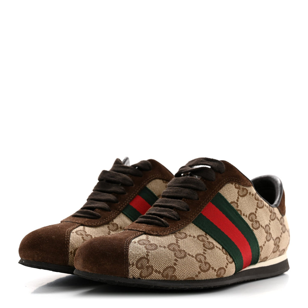 GG Monogram Suede Vintage Web Womens Sneakers 35.5 Dark Chestnut