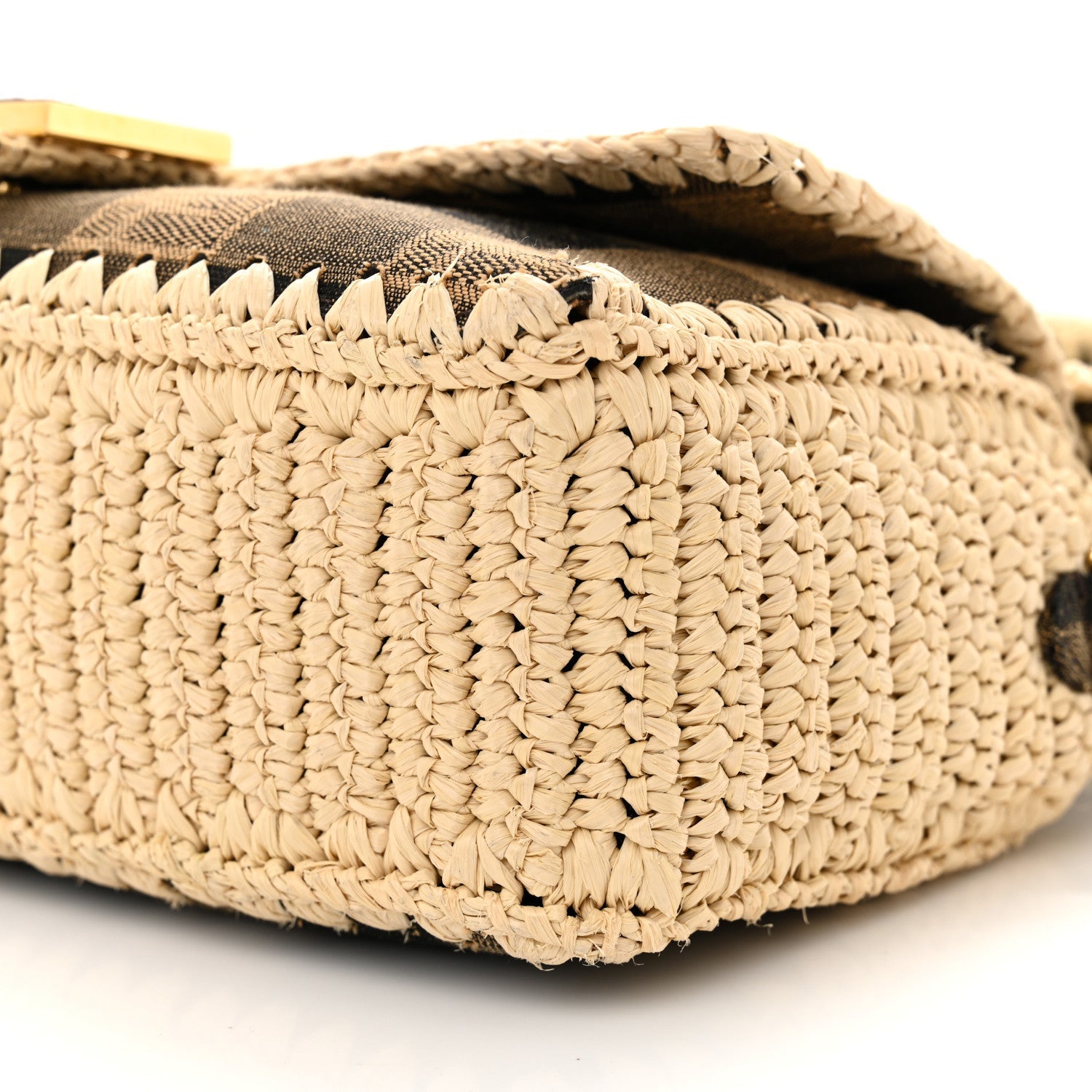 Fabric Jacquard Raffia Straw Pequin Gingham Woven Baguette Beige Black Natural