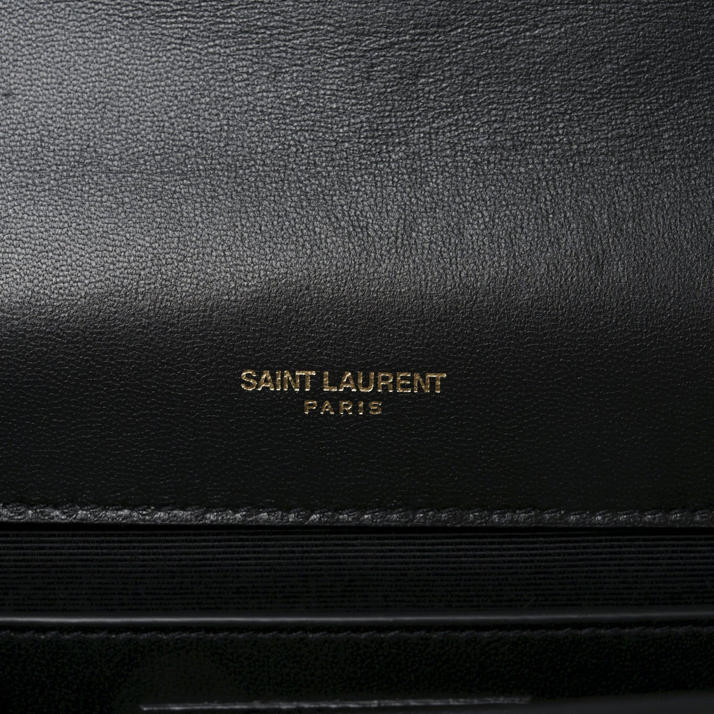 Calfskin Crystal Medium Monogram Kate Satchel Black