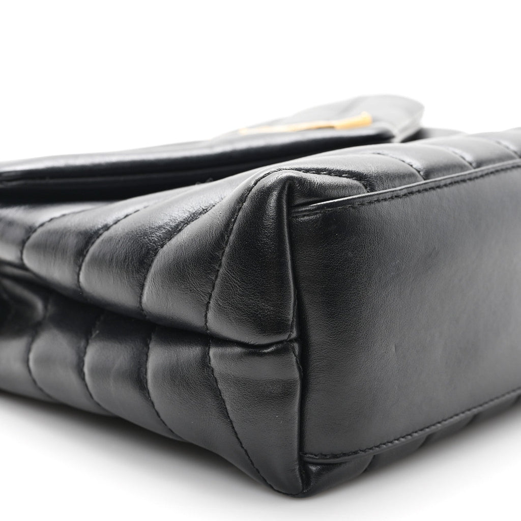 Calfskin Y Quilted Monogram Small Loulou Chain Satchel Black