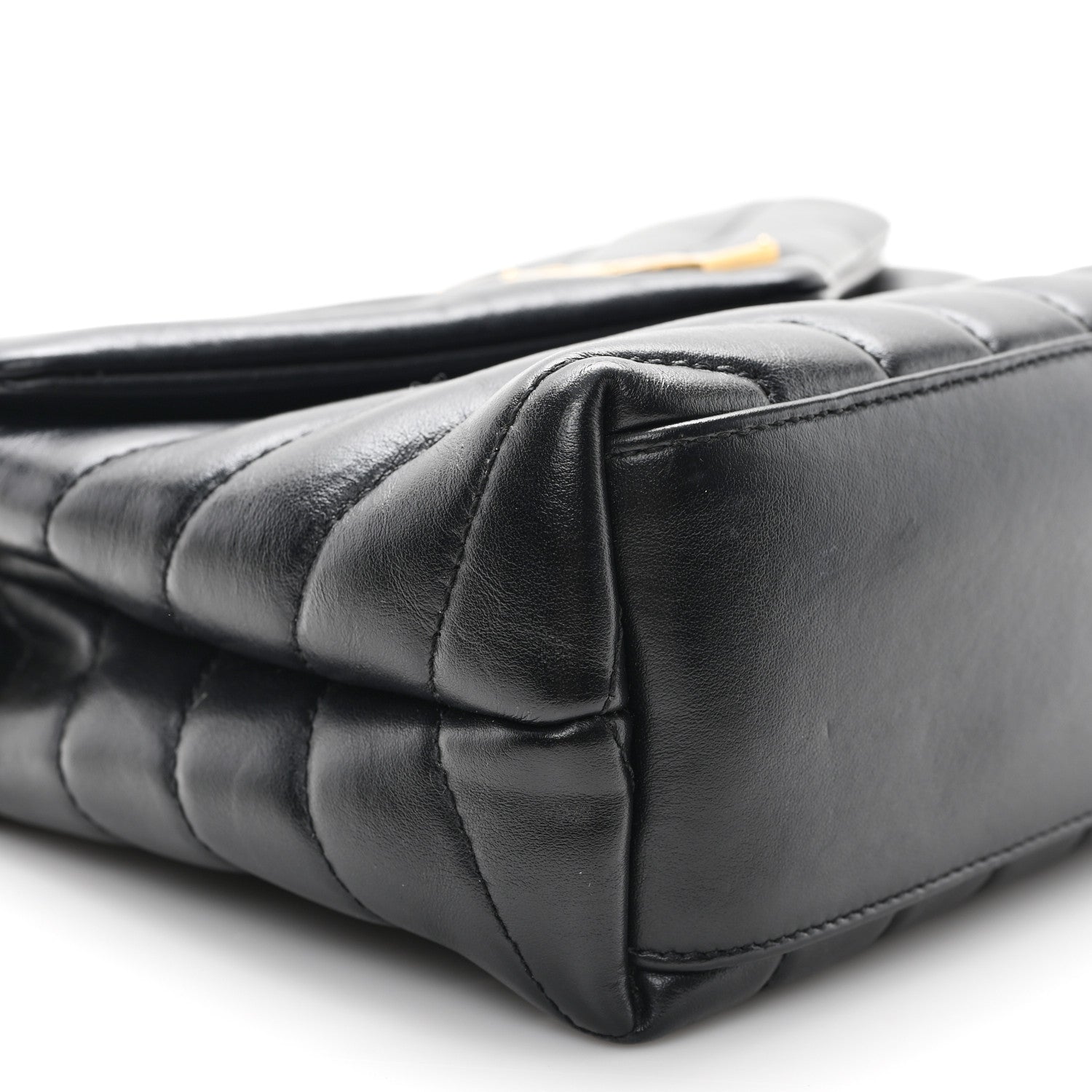 Calfskin Y Quilted Monogram Small Loulou Chain Satchel Black