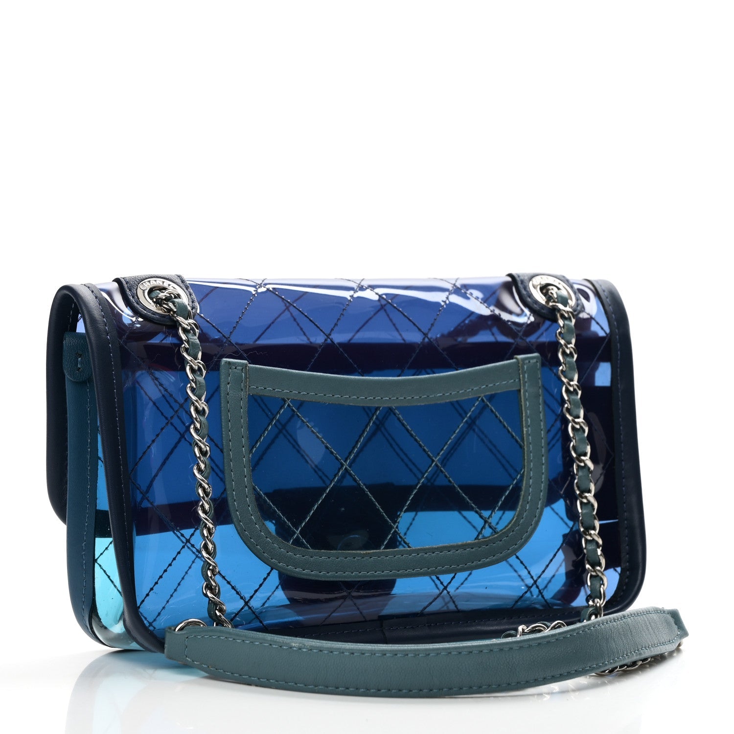 Lambskin PVC Quilted Mini Coco Splash Flap Blue