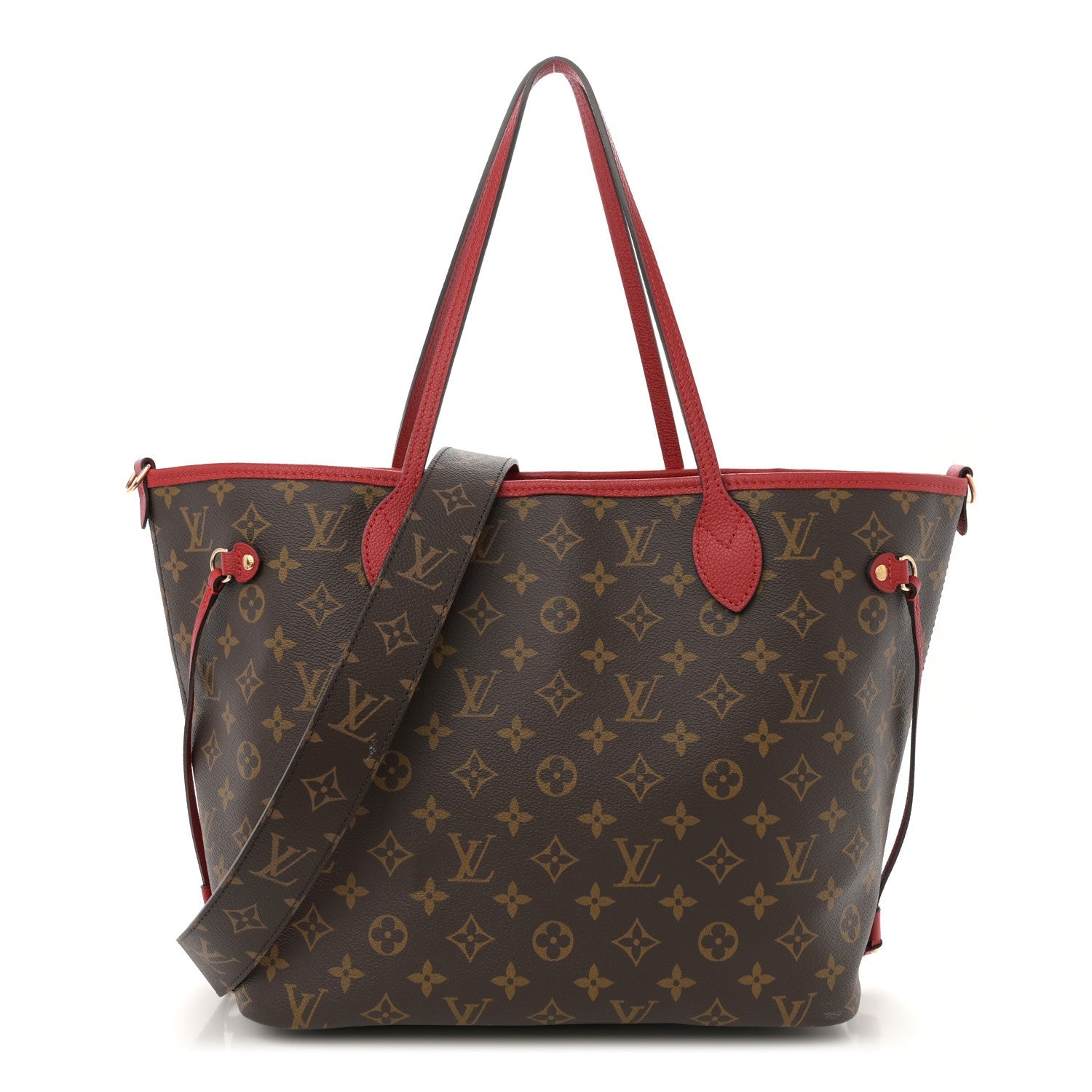 Monogram Inside Out Neverfull Bandouliere MM Sari Red