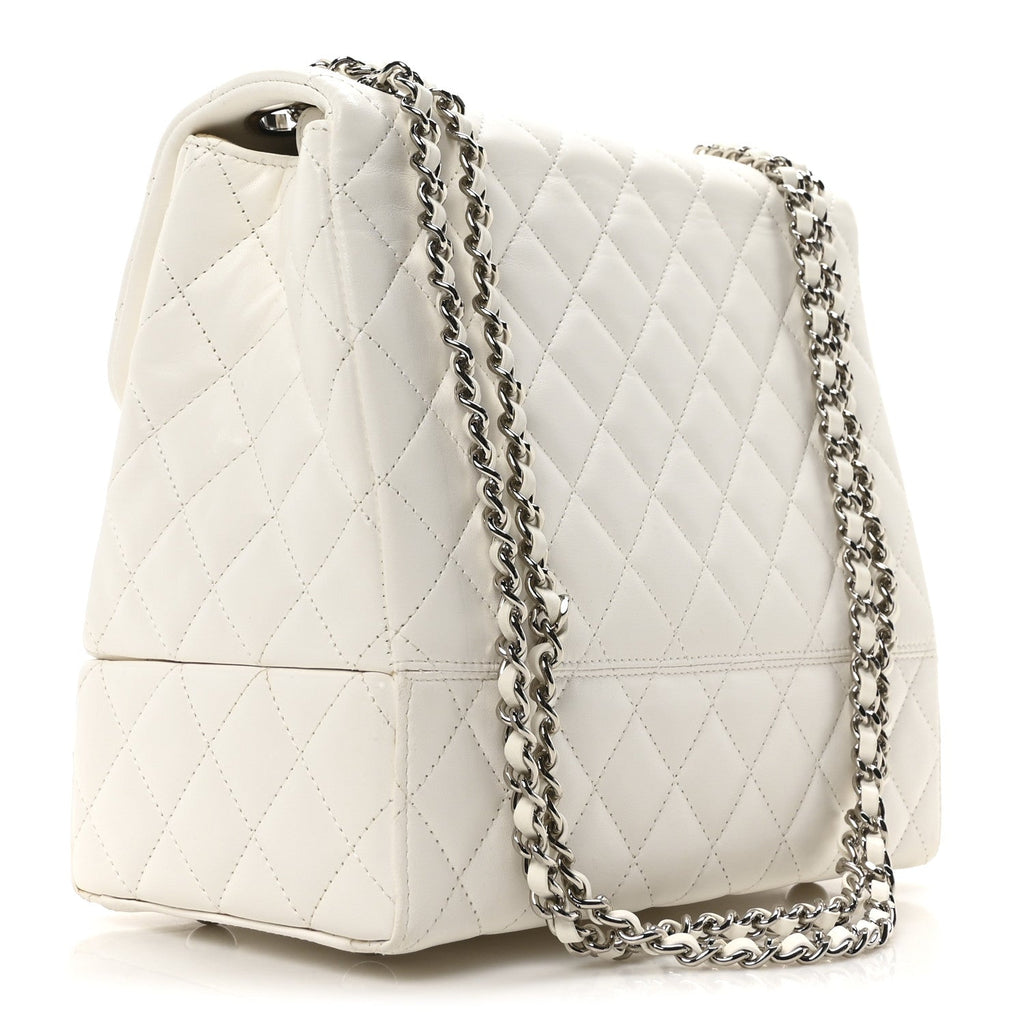 Lambskin Quilted Cockpit Flap Bag White