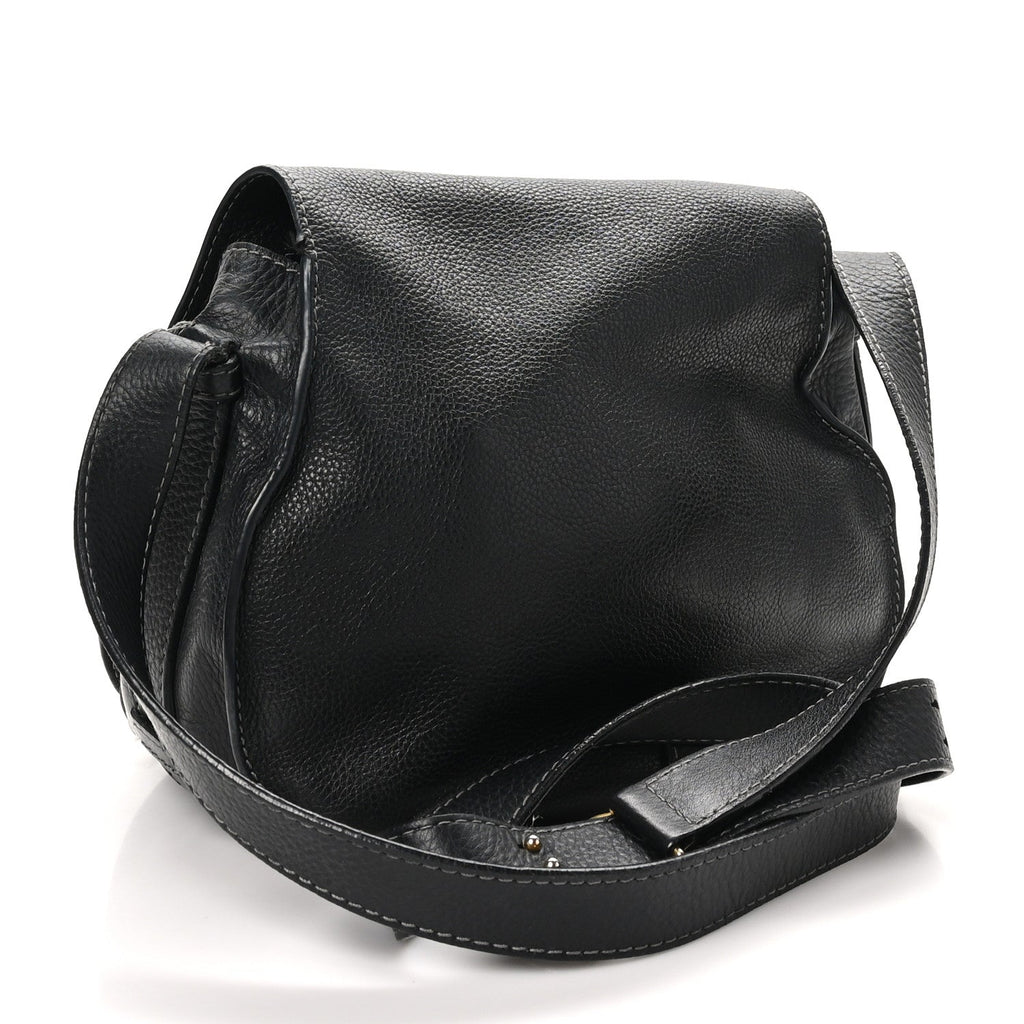 Calfskin Medium Marcie Round Crossbody Bag Black
