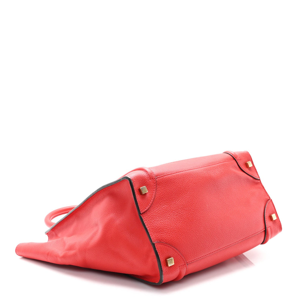 Drummed Calfskin Mini Luggage Coquelicot