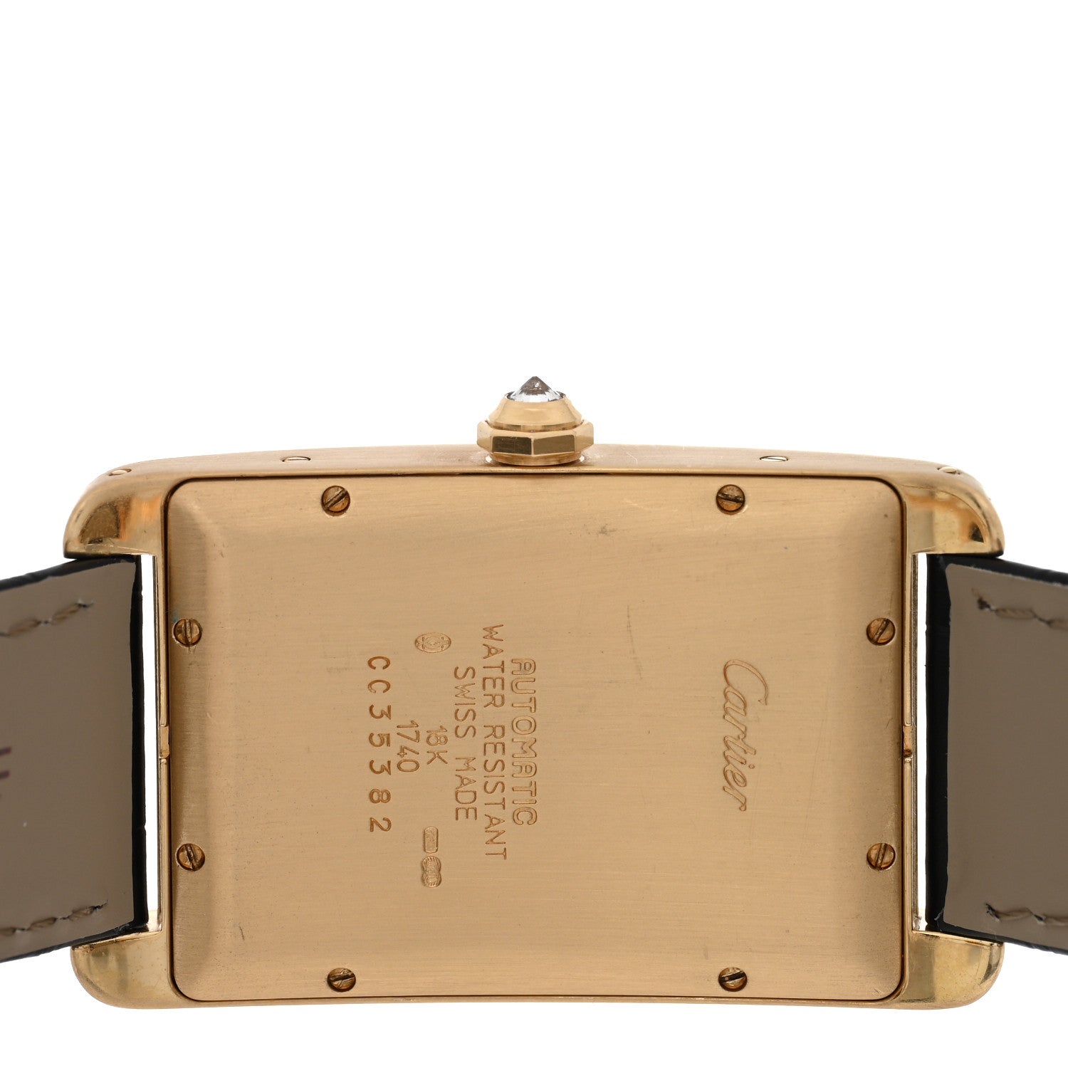 18K Yellow Gold Alligator Diamond Bezel 26mm Tank Americaine Automatic Watch