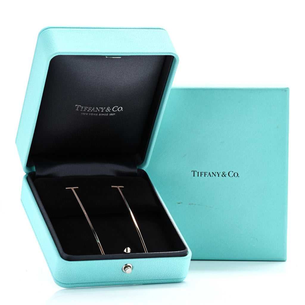 18K Rose Gold T Elongated Wire Bar Earrings
