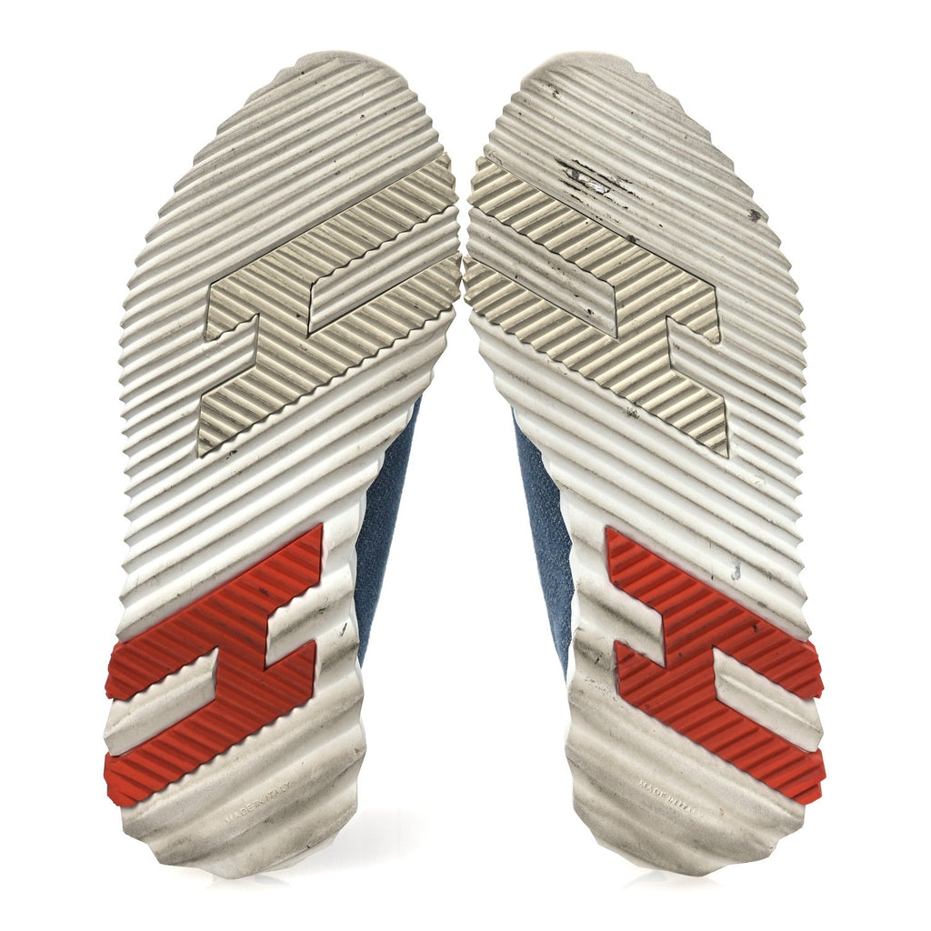 Denim Suede Goatskin Bouncing Sneakers 37 Bleu Clair White