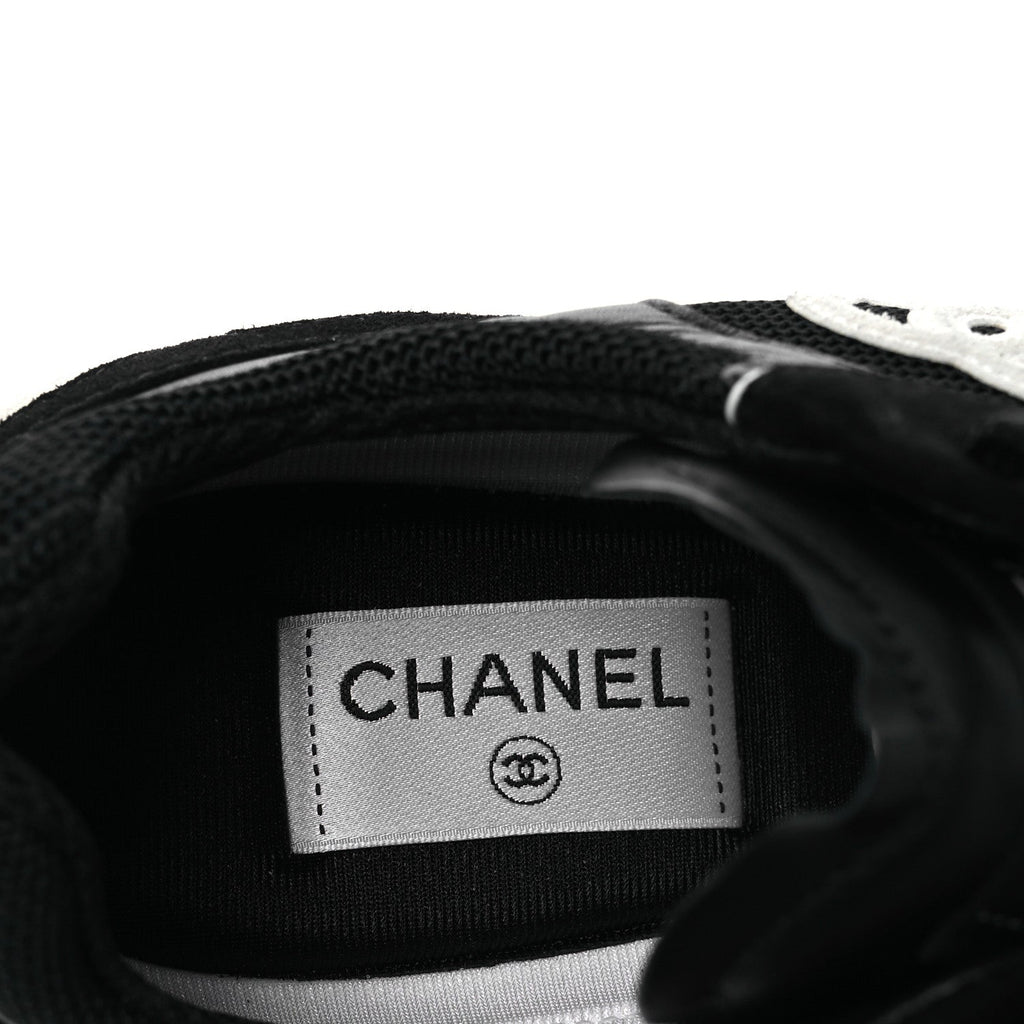 Mixed Fibers Suede Shiny Calfskin Womens CC Sneakers 40.5 Black