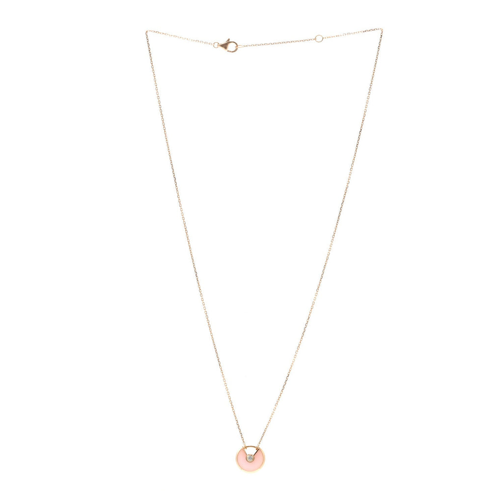 18K Pink Gold Diamond Pink Opal XS Amulette de Cartier Pendant Necklace