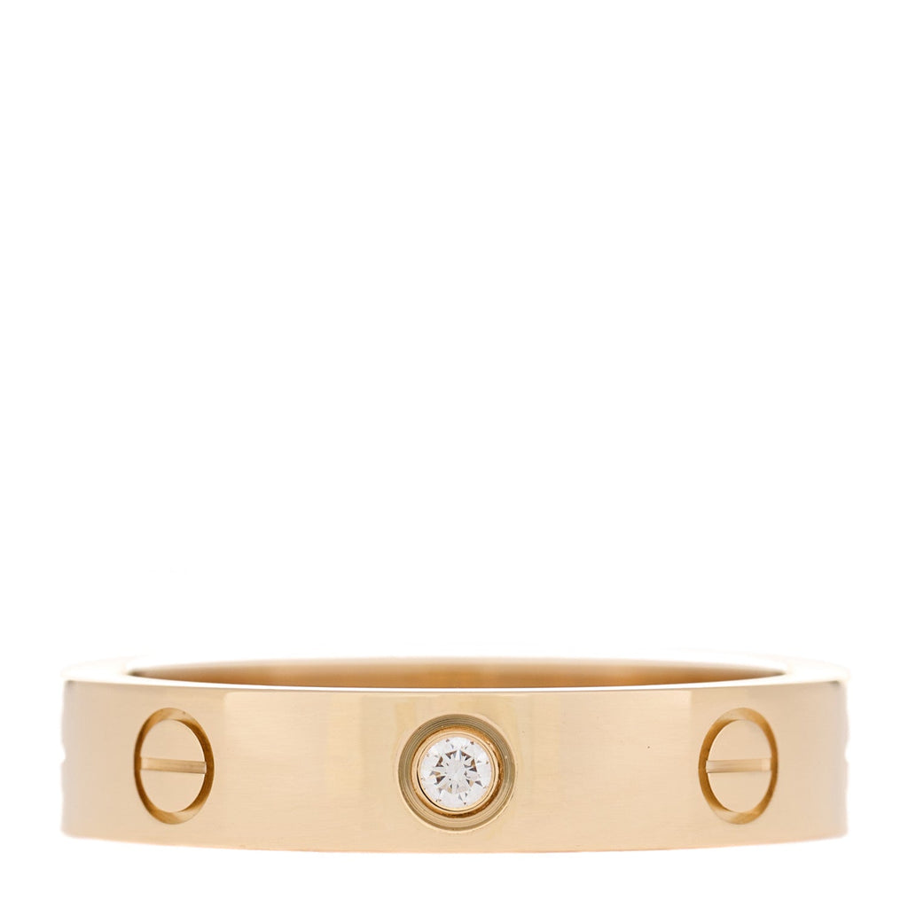 18K Yellow Gold Diamond 4mm LOVE Wedding Band Ring 54 6.75