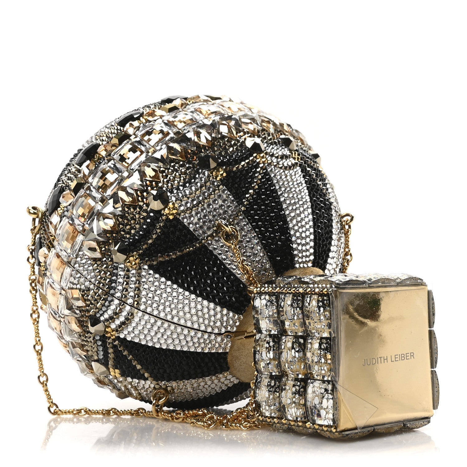 Crystal Pearl Amelia Hot Air Balloon Minaudiere Clutch Gold