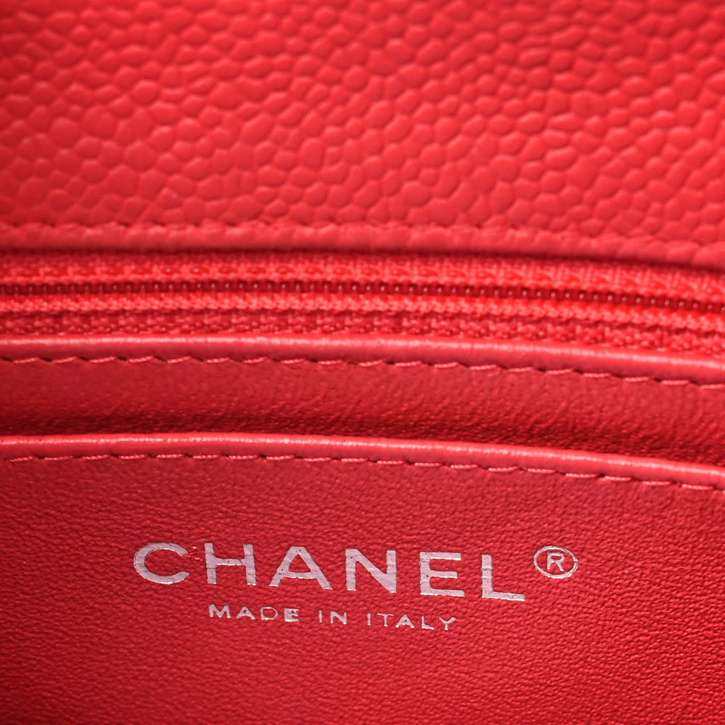 Caviar Quilted Mini Rectangular Flap Dark Pink