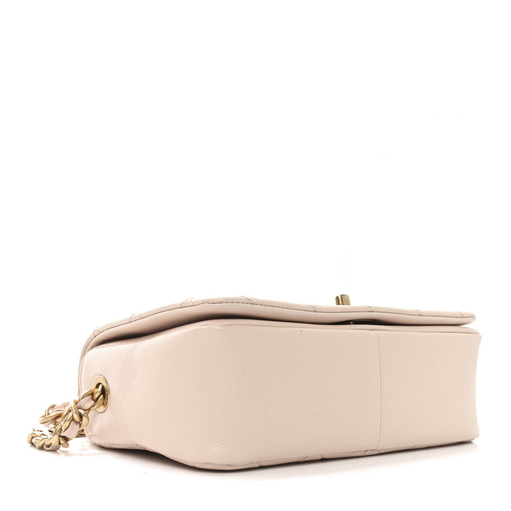 Caviar Quilted Small Fashion Therapy Flap Bag Beige