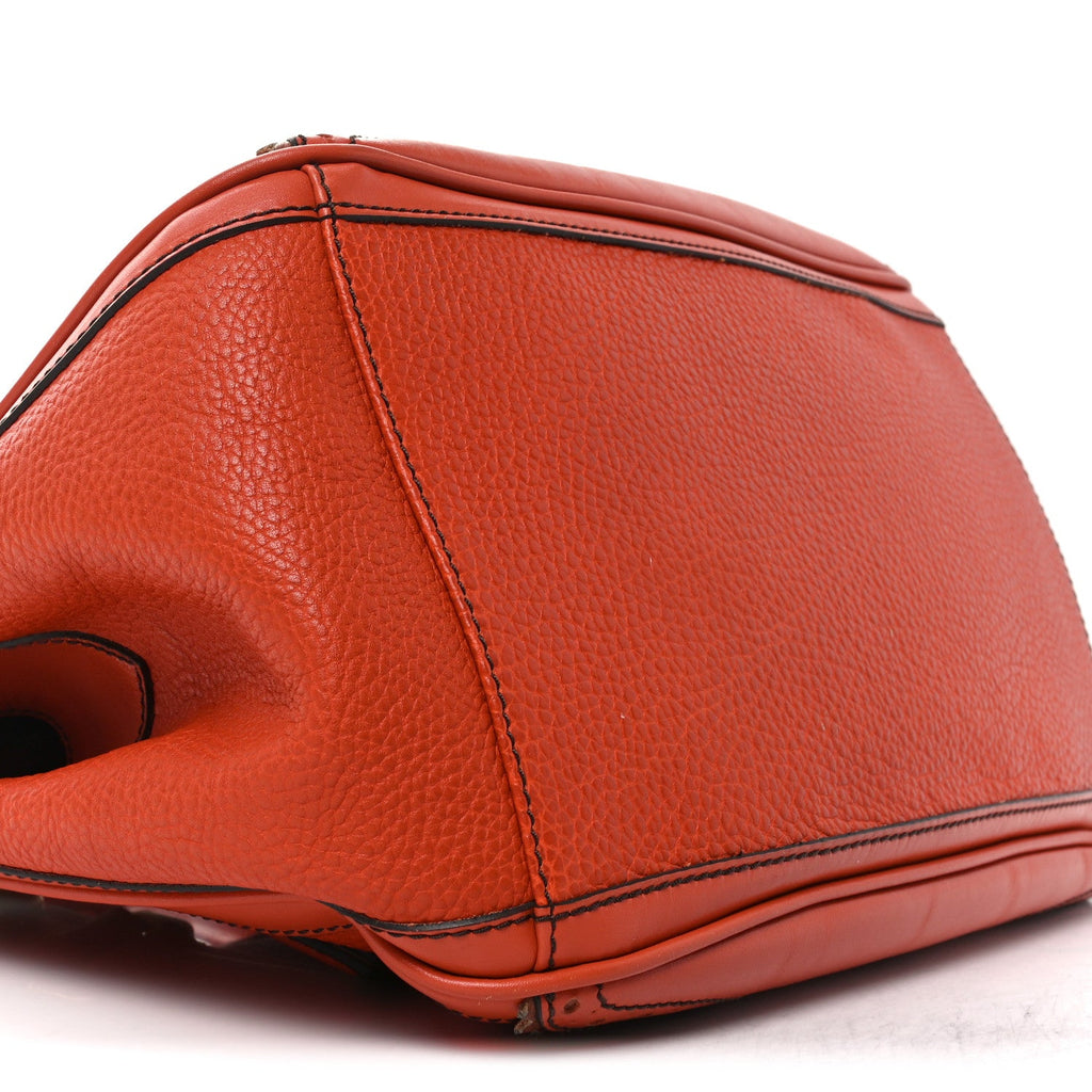 Grainy Calfskin Medium Dennet Brogue Tote Tangerine