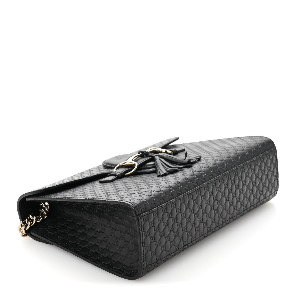 Microguccissima Medium Emily Chain Shoulder Bag Black