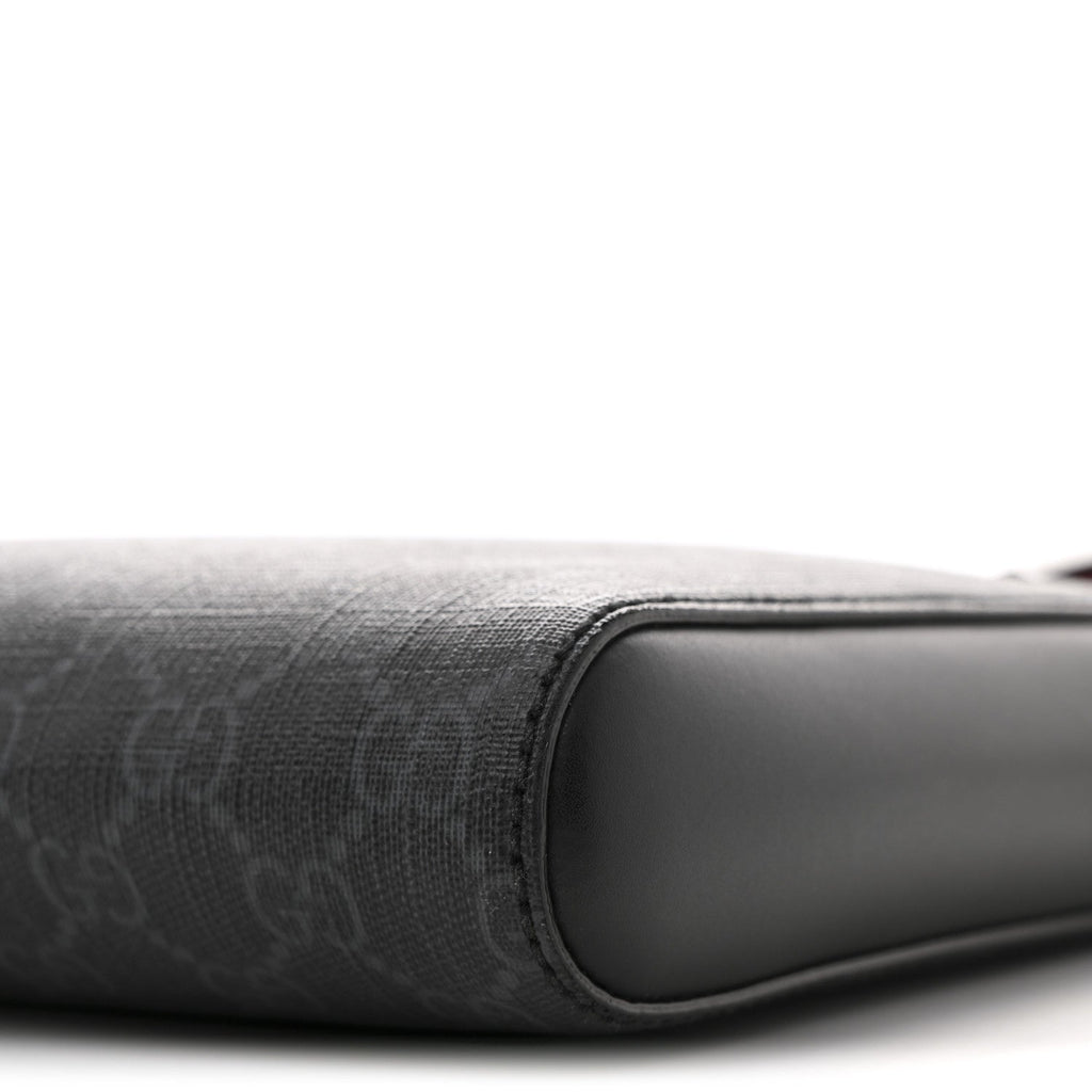 GG Supreme Monogram Web Small Flat Messenger Bag Black Grey