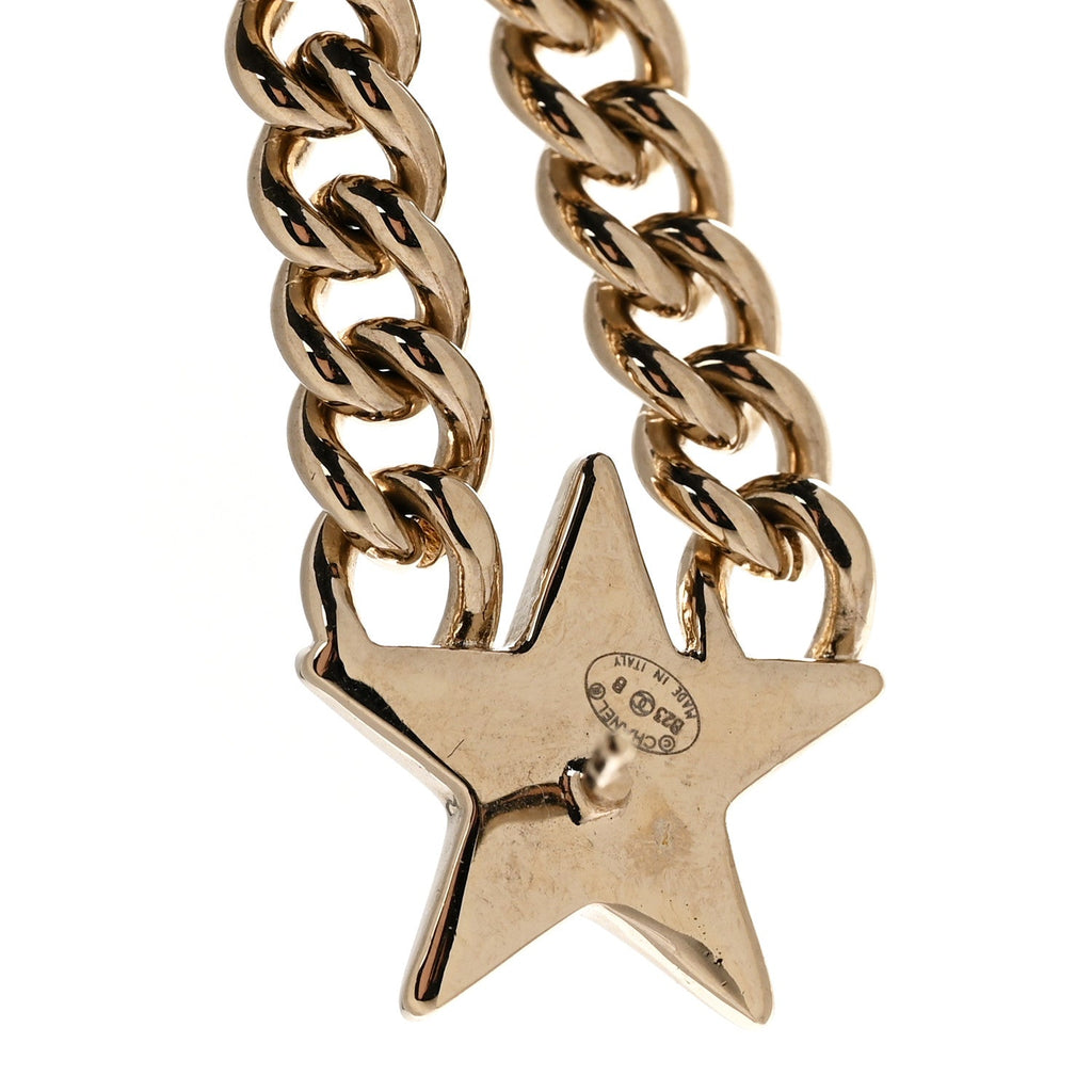 Crystal CC Star Chain Drop Earrings Gold