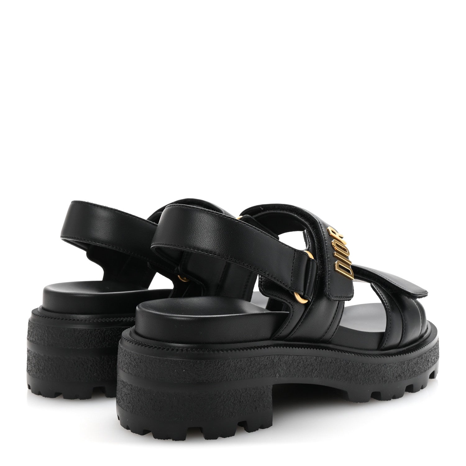 Lambskin Dioract Platform Sandals 36.5 Black