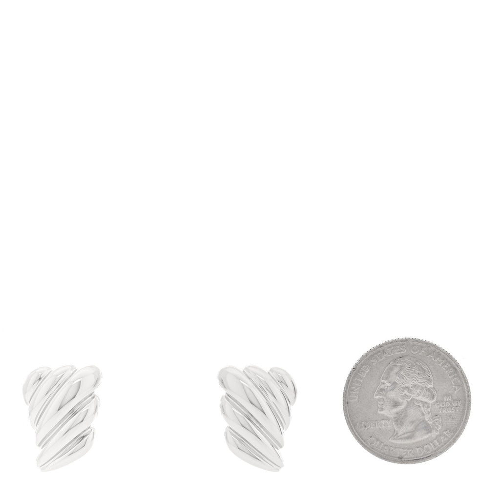18K White Gold Croissant Earrings