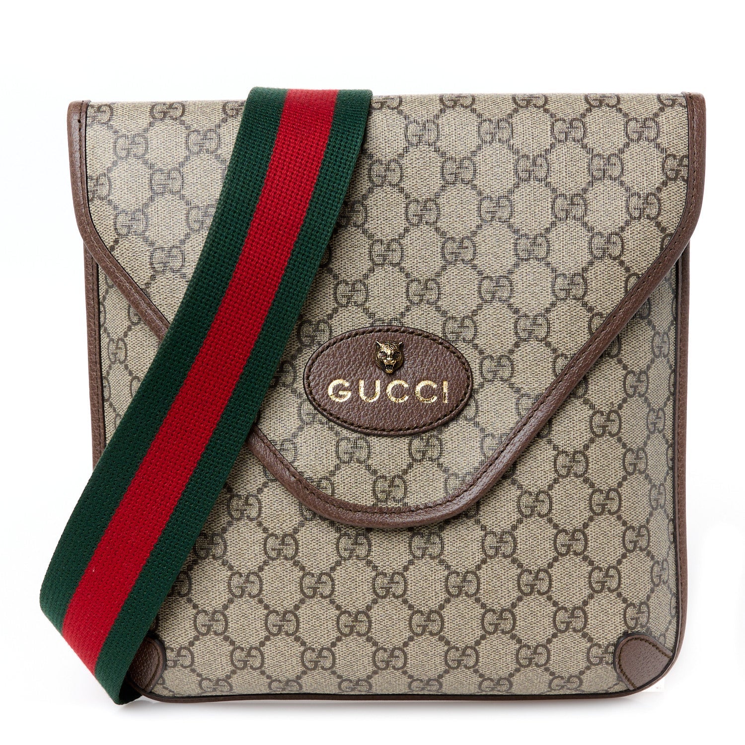 GG Supreme Monogram Web Medium Neo Vintage Flap Messenger Bag Beige New Acero