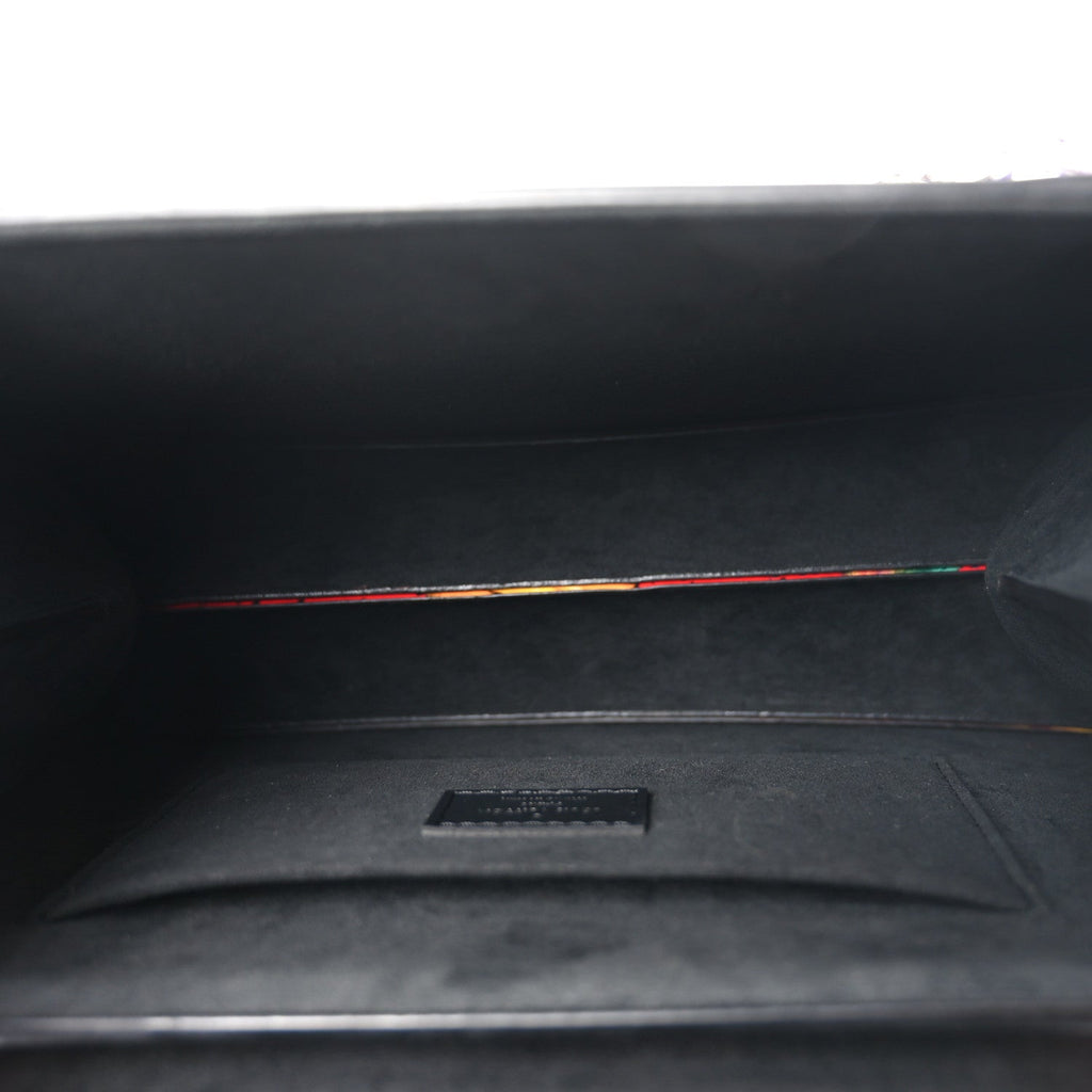 Calfskin Splash Print Trapeze Black White Red