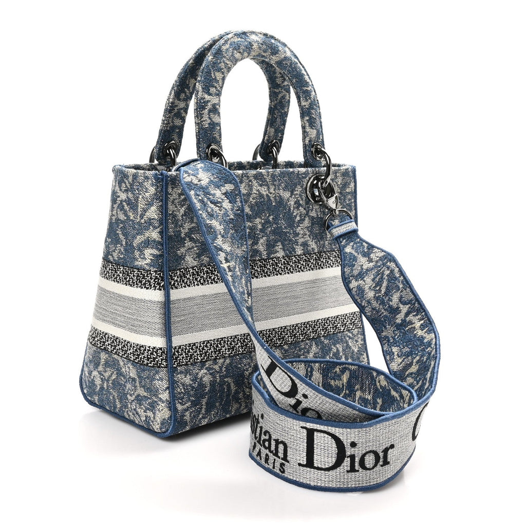 Canvas Embroidered Brocart Medium Lady D-Lite  Blue